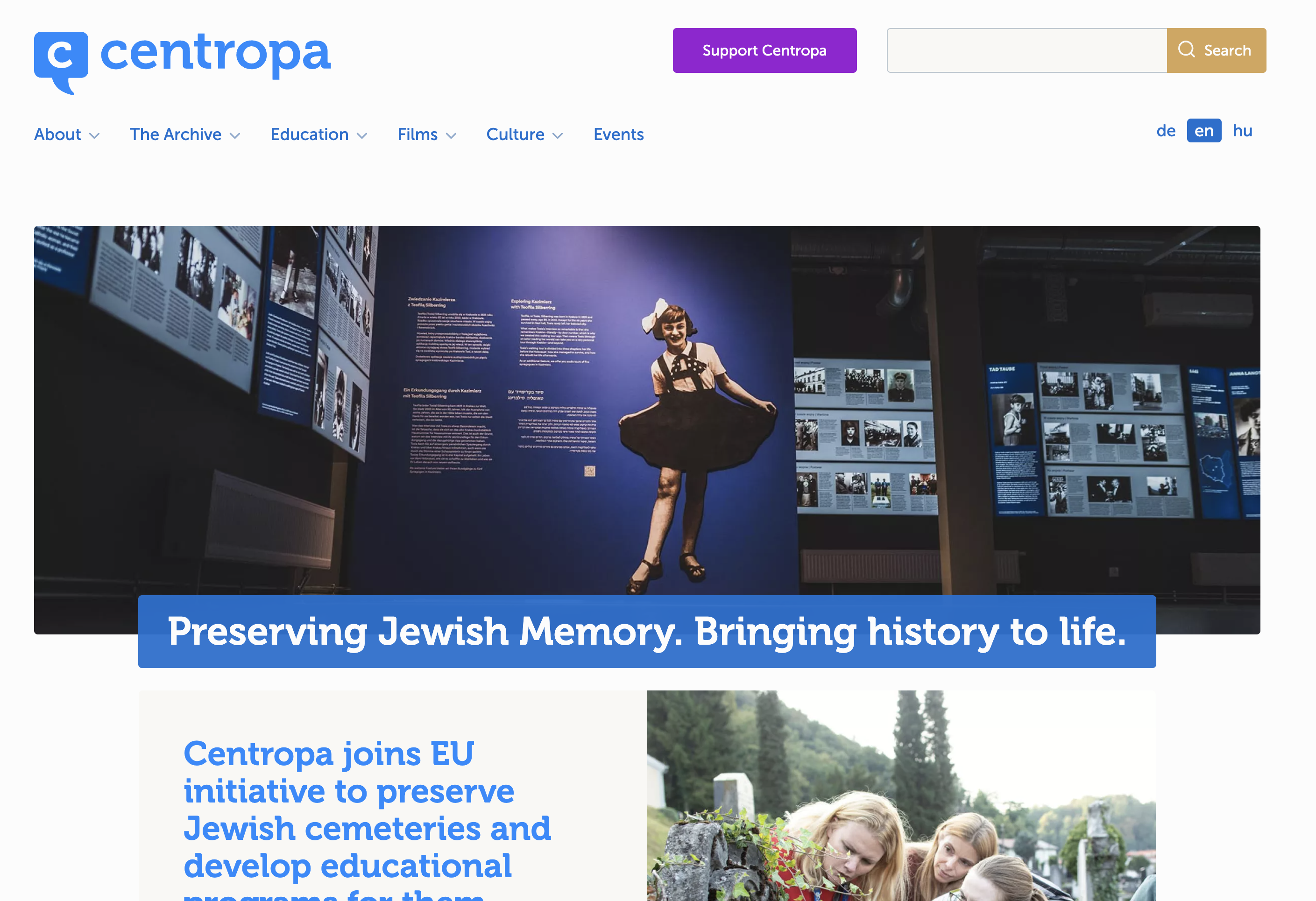 Centropa website screenshot